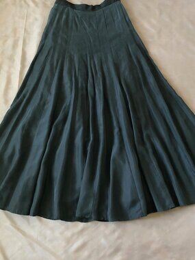 Fine Silk Voluminous Charcoal Maxi Skirt